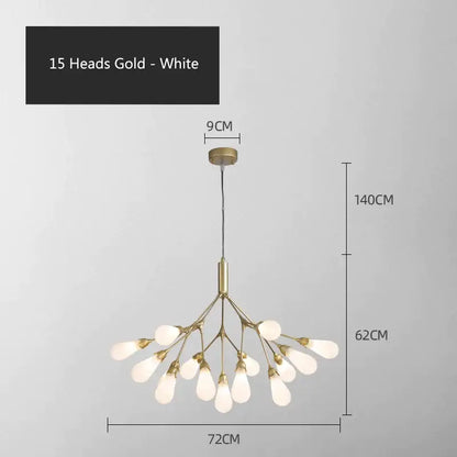 Modern gold elegant firefly chandelier dining room branching light