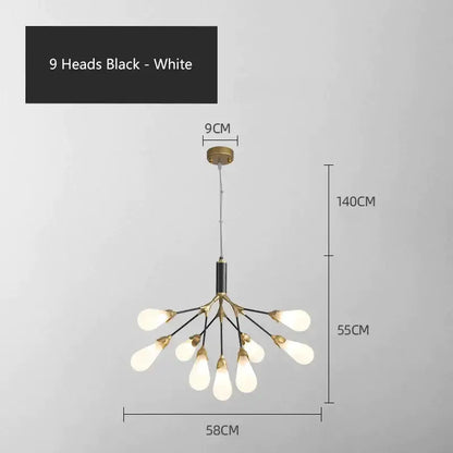 Modern gold elegant firefly chandelier dining room branching light
