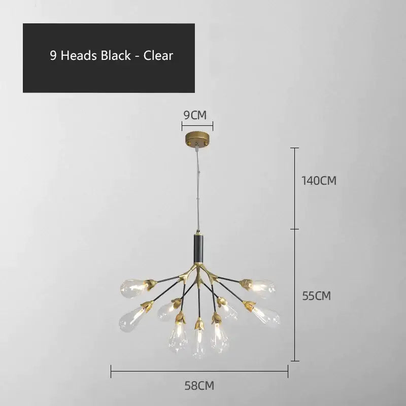Modern gold elegant firefly chandelier dining room branching light