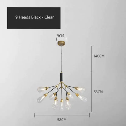 Modern gold elegant firefly chandelier dining room branching light