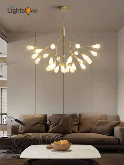 Modern gold elegant firefly chandelier dining room branching light