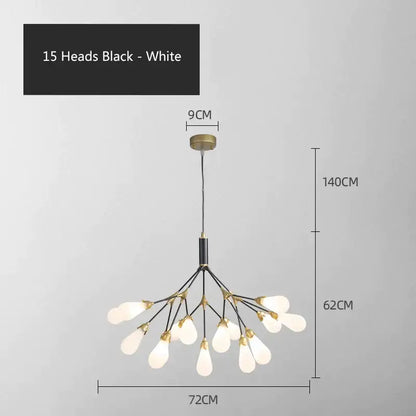 Modern gold elegant firefly chandelier dining room branching light