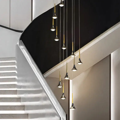 Modern gold elegant horn-shaped chandelier for staircase living room