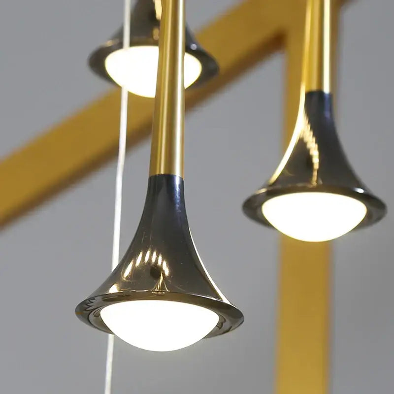 Modern gold elegant horn-shaped chandelier for staircase living room