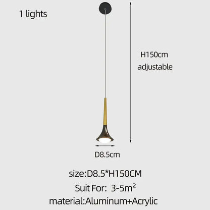 Modern gold elegant horn-shaped chandelier for staircase living room