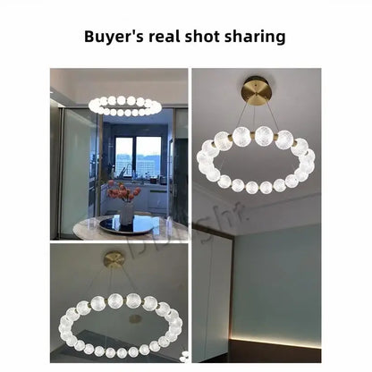 Modern gold elegant pearl necklace chandelier living room light