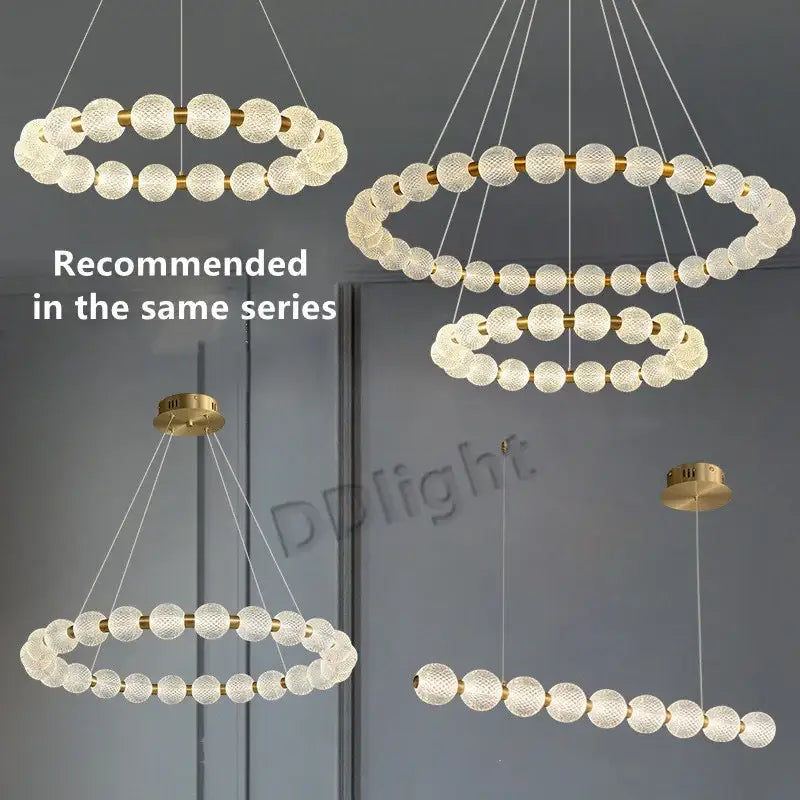 Modern gold elegant pearl necklace chandelier living room light