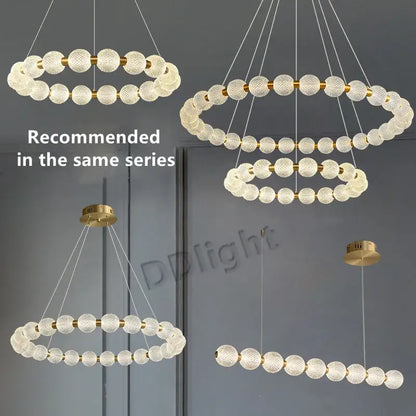 Modern gold elegant pearl necklace chandelier living room light