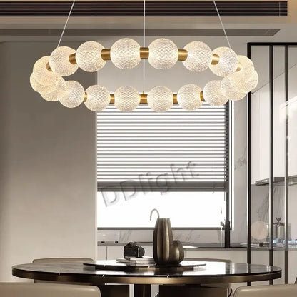 Modern gold elegant pearl necklace chandelier living room light