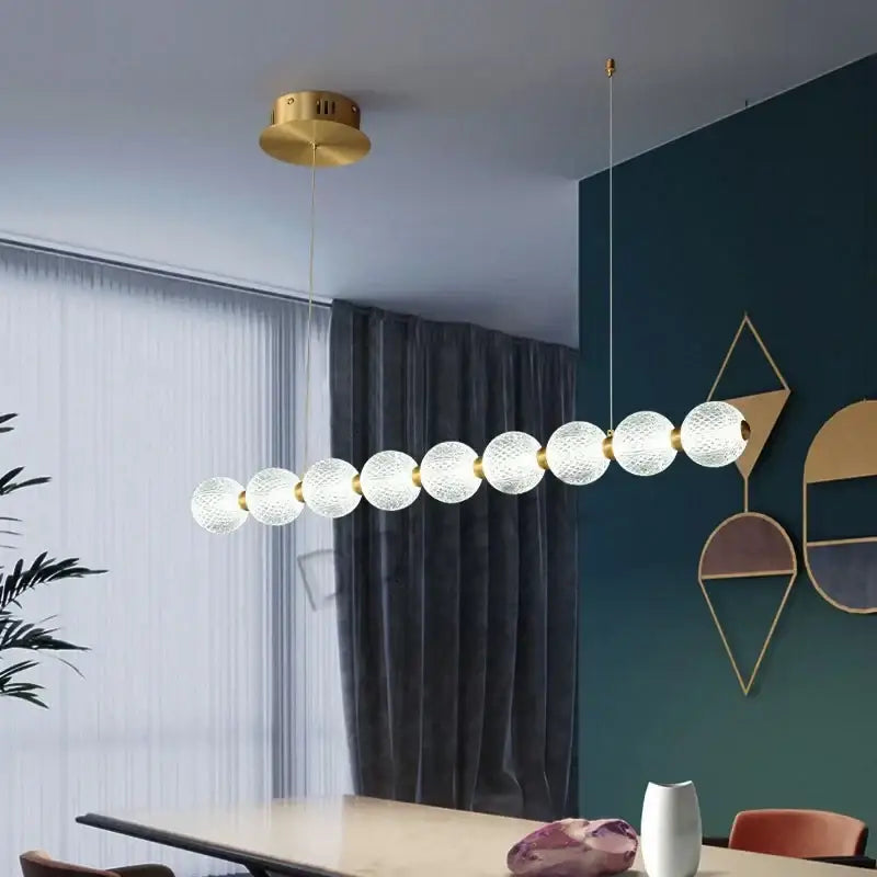 Modern gold elegant pearl necklace chandelier living room light