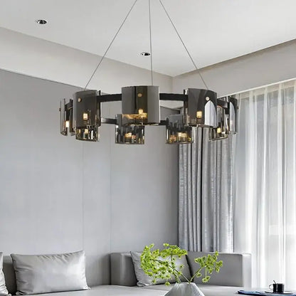 Modern gold elegant smoky glass chandelier for dining room