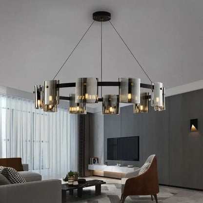 Modern gold elegant smoky glass chandelier for dining room