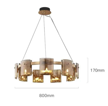 Modern gold elegant smoky glass chandelier for dining room