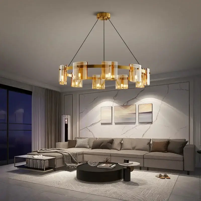 Modern gold elegant smoky glass chandelier for dining room