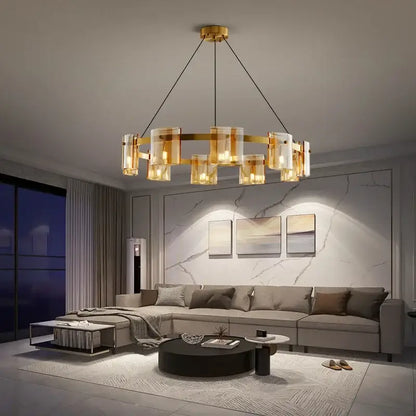 Modern gold elegant smoky glass chandelier for dining room
