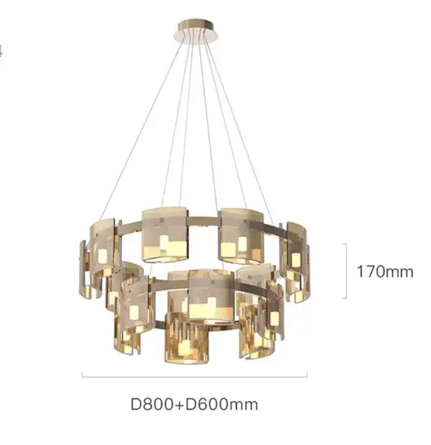Modern gold elegant smoky glass chandelier for dining room