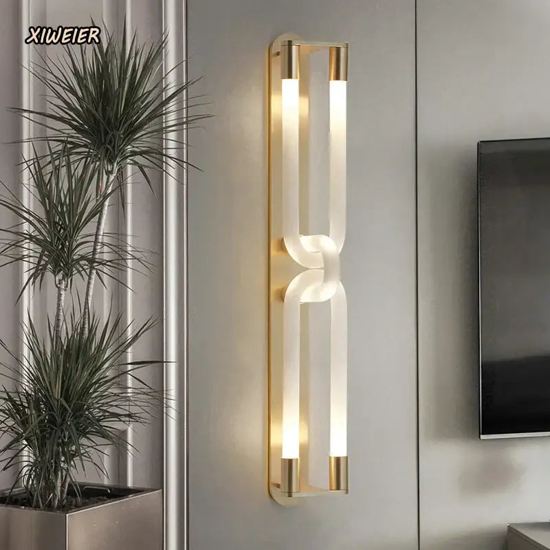 Modern gold elegant wall mounted light bedroom glass sconce