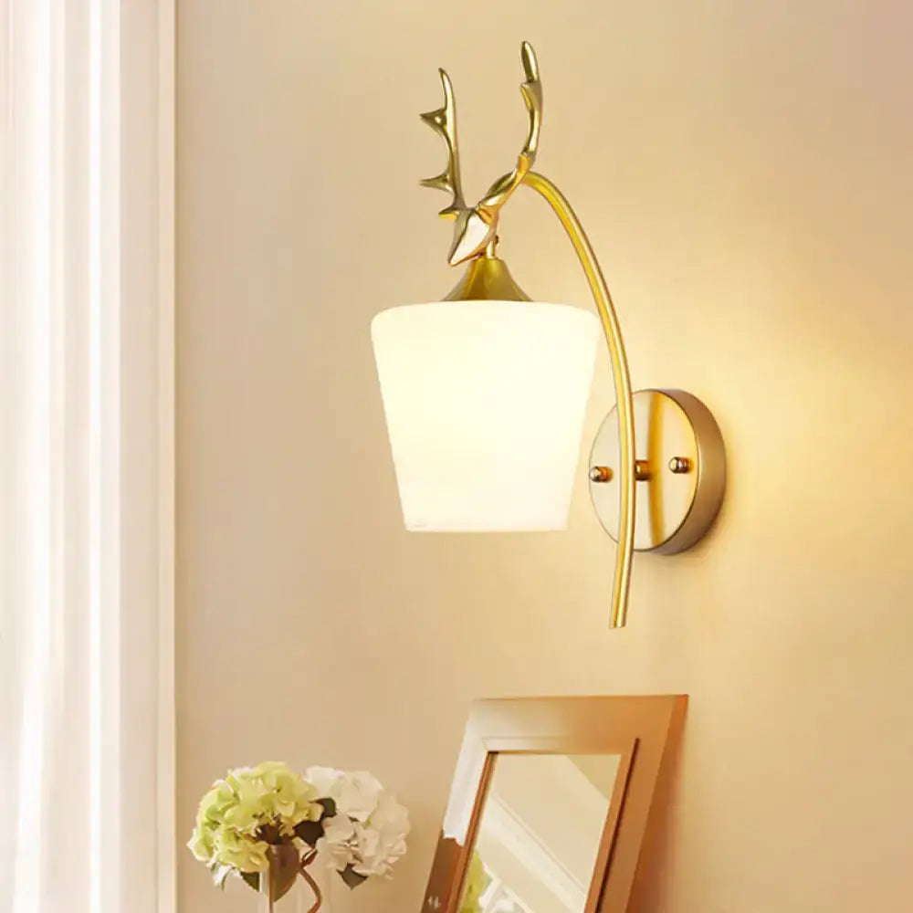 Modern gold elk led incandescent wall sconce bedroom glass light