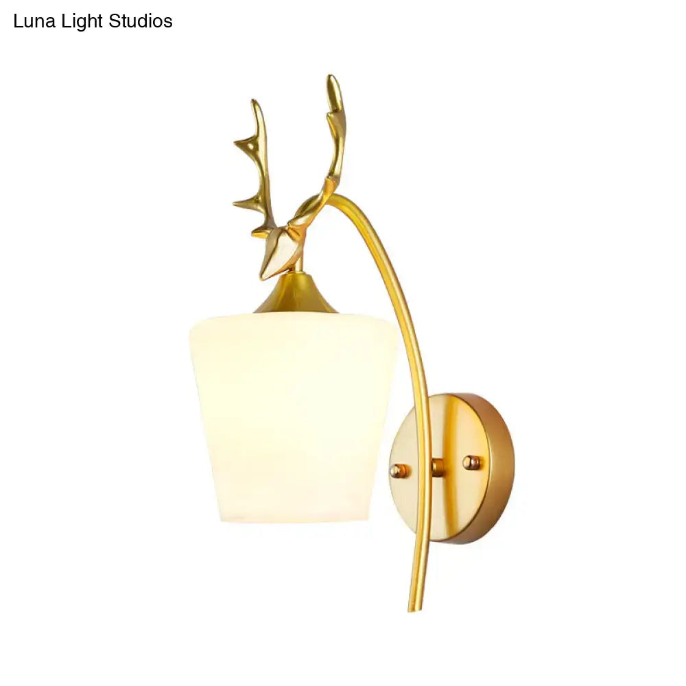 Modern gold elk led incandescent wall sconce bedroom glass light