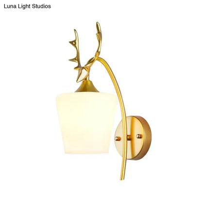 Modern gold elk led incandescent wall sconce bedroom glass light