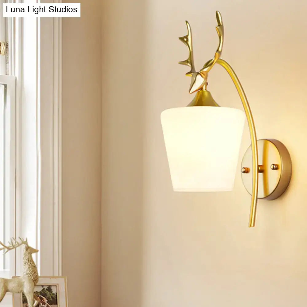 Modern gold elk led incandescent wall sconce bedroom glass light