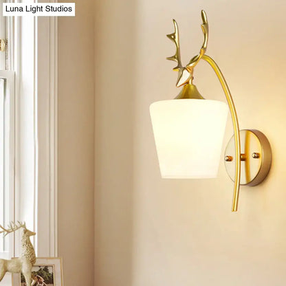 Modern gold elk led incandescent wall sconce bedroom glass light