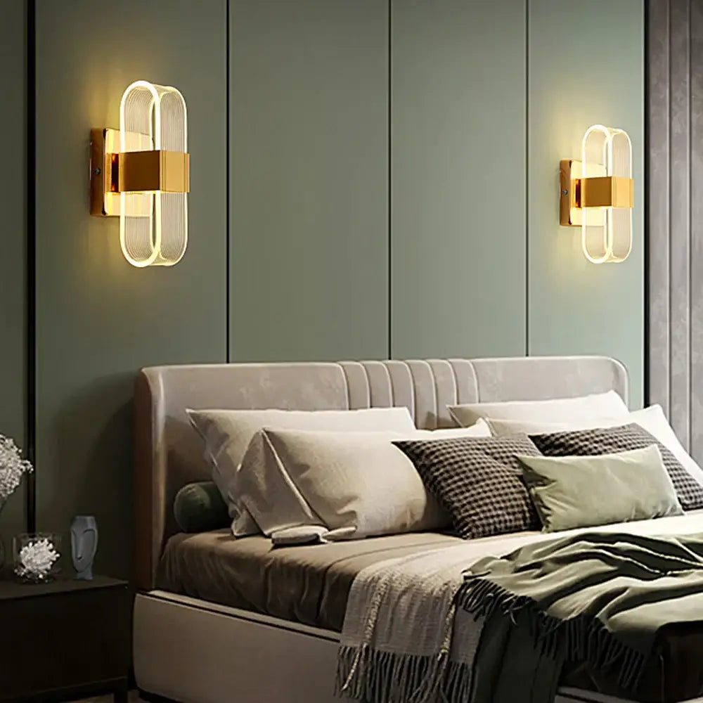 Modern gold elliptical led wall lamp for bedroom decor