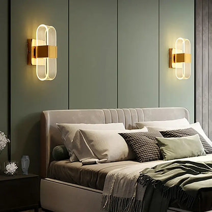Modern gold elliptical led wall lamp for bedroom decor