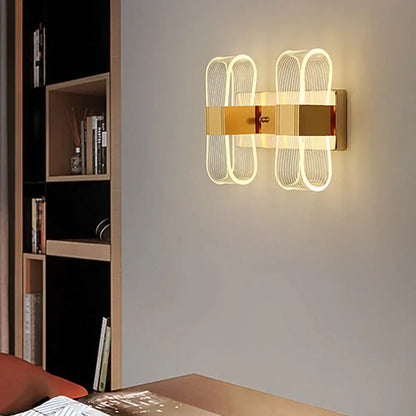 Modern gold elliptical led wall lamp for bedroom decor