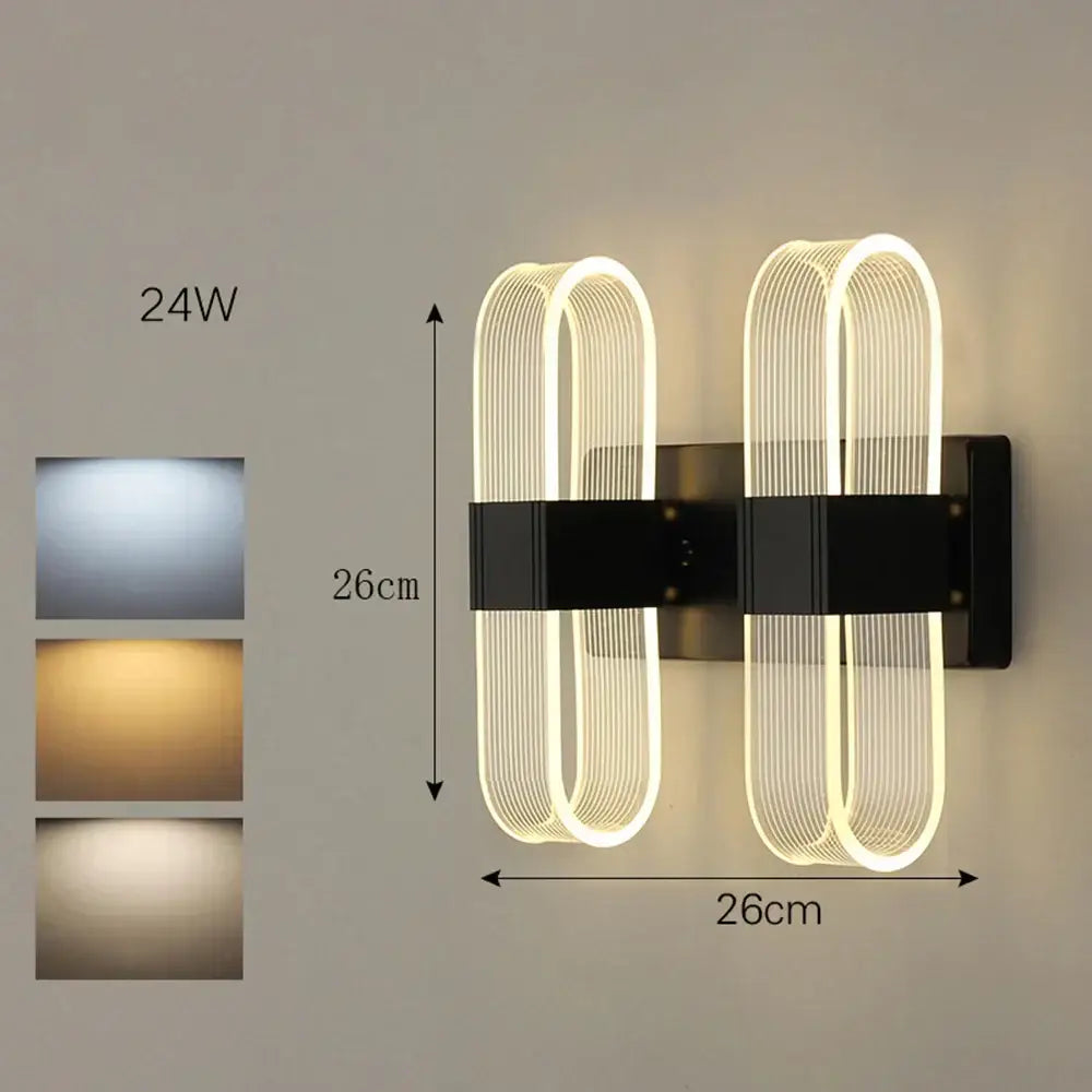 Modern gold elliptical led wall lamp for bedroom decor