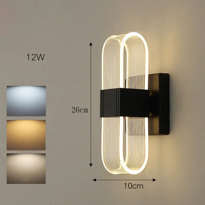 Modern gold elliptical led wall lamp for bedroom decor