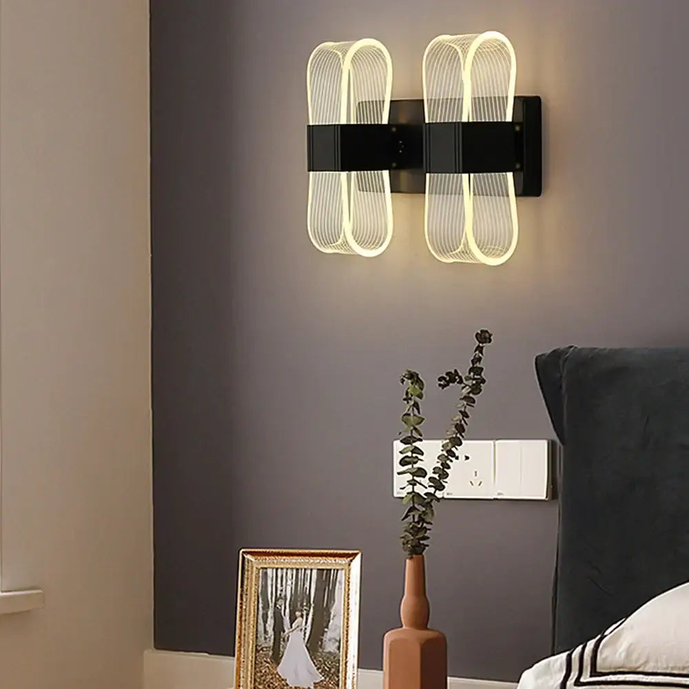Modern gold elliptical led wall lamp for bedroom decor