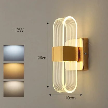 Modern gold elliptical led wall lamp for bedroom decor