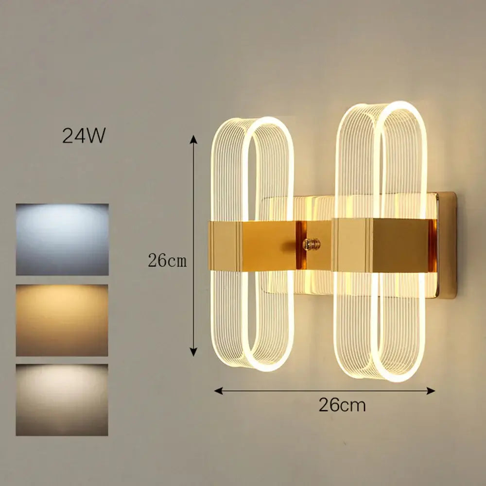 Modern gold elliptical led wall lamp for bedroom decor