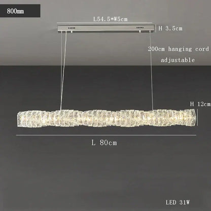 Modern gold elongated glass chandelier led ceiling light dining room