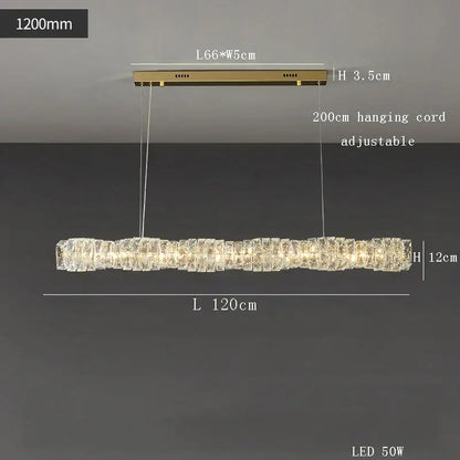 Modern gold elongated glass chandelier led ceiling light dining room