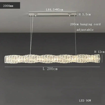 Modern gold elongated glass chandelier led ceiling light dining room