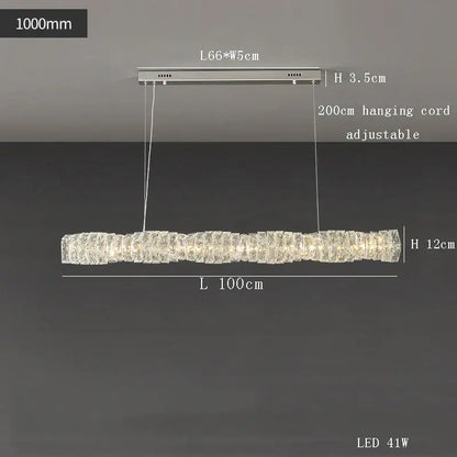 Modern gold elongated glass chandelier led ceiling light dining room