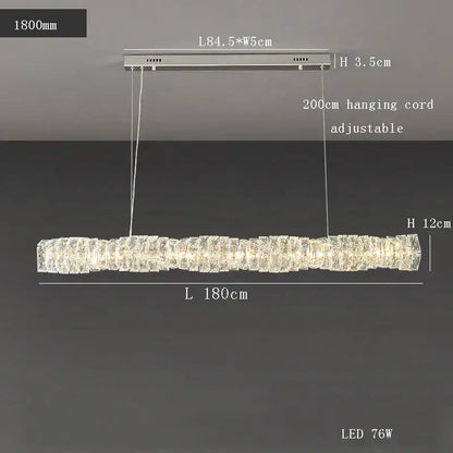 Modern gold elongated glass chandelier led ceiling light dining room