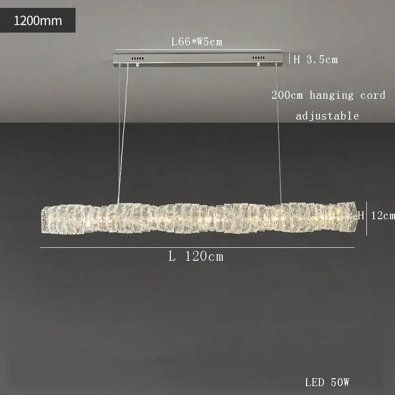 Modern gold elongated glass chandelier led ceiling light dining room
