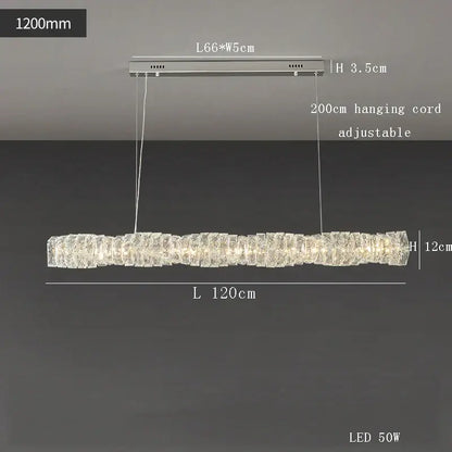 Modern gold elongated glass chandelier led ceiling light dining room
