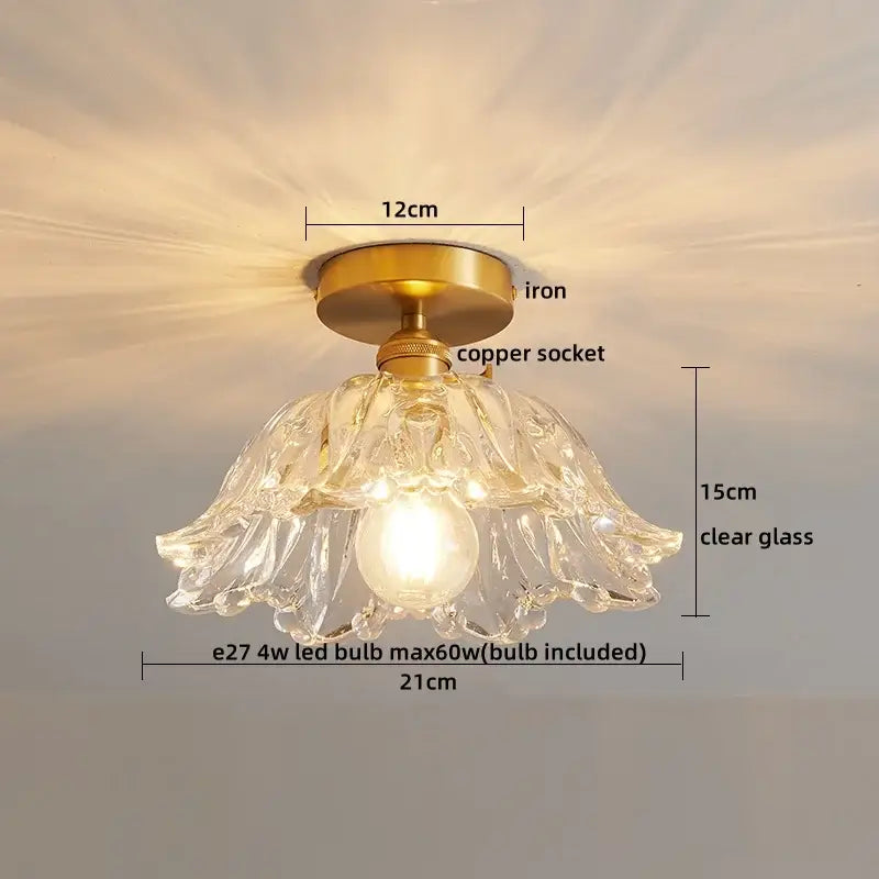 Modern gold etched glass led ceiling lamps living room light
