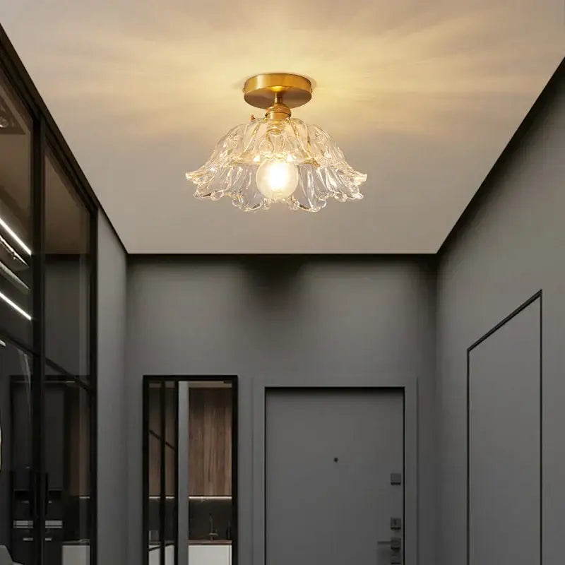 Modern gold etched glass led ceiling lamps living room light