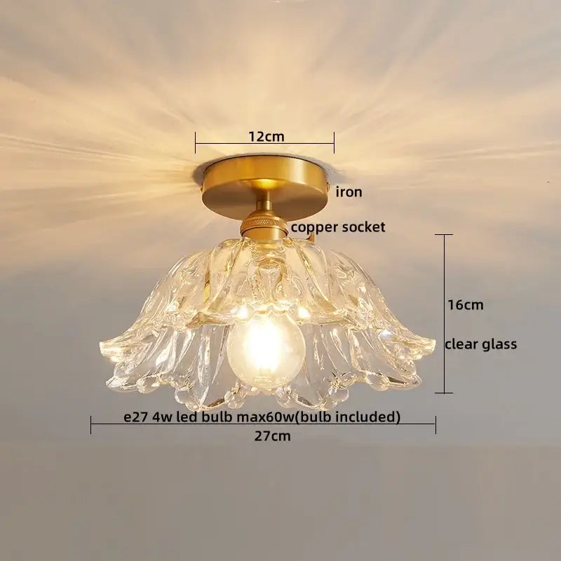 Modern gold etched glass led ceiling lamps living room light