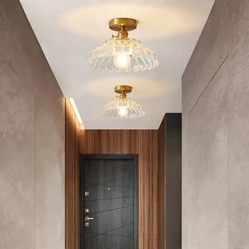 Modern gold etched glass led ceiling lamps living room light
