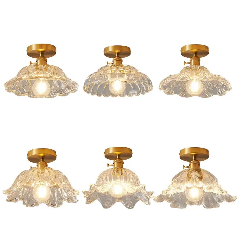 Modern gold etched glass led ceiling lamps living room light