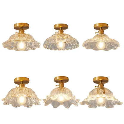 Modern gold etched glass led ceiling lamps living room light
