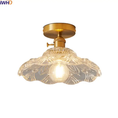Modern gold etched glass led ceiling lamps living room light