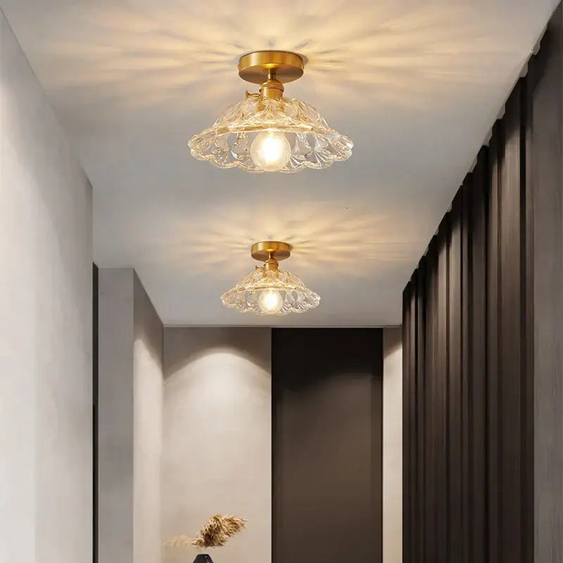 Modern gold etched glass led ceiling lamps living room light