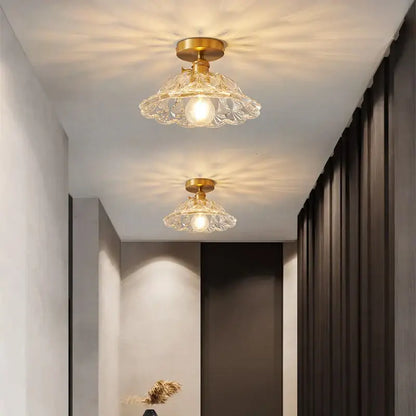 Modern gold etched glass led ceiling lamps living room light